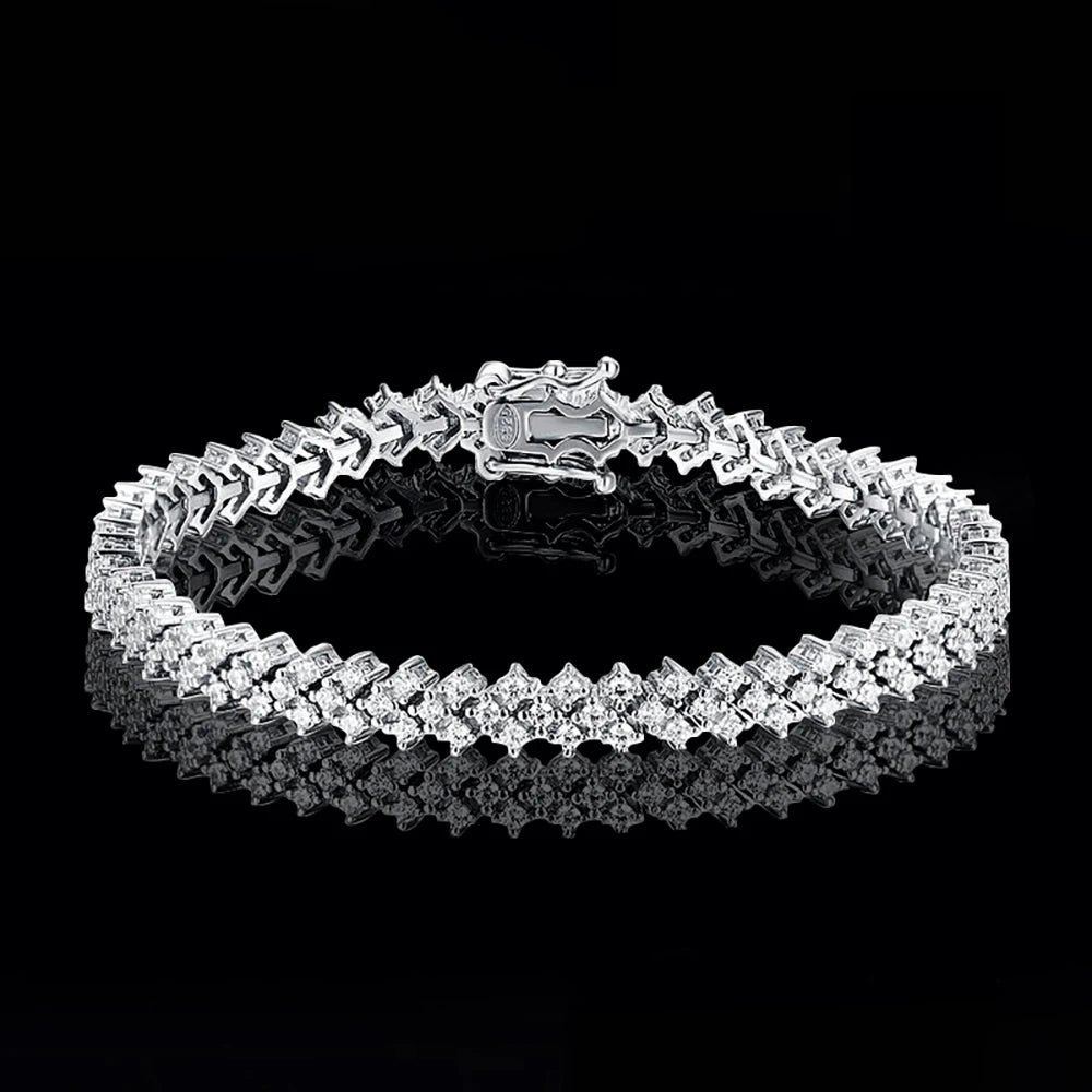 Moissanite/Zircon Zigzag Tennis Bracelet - Gold Plated