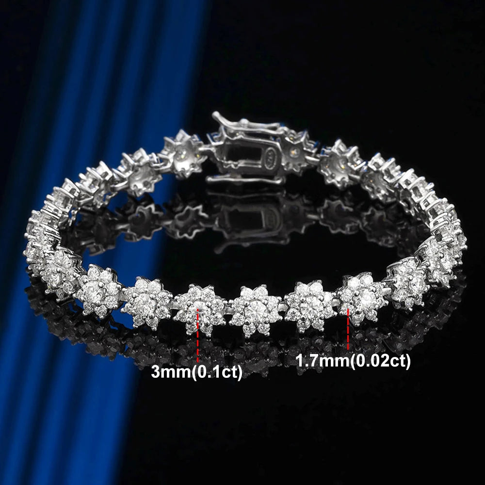 Moissanite Sunflower Tennis Bracelet - Silver