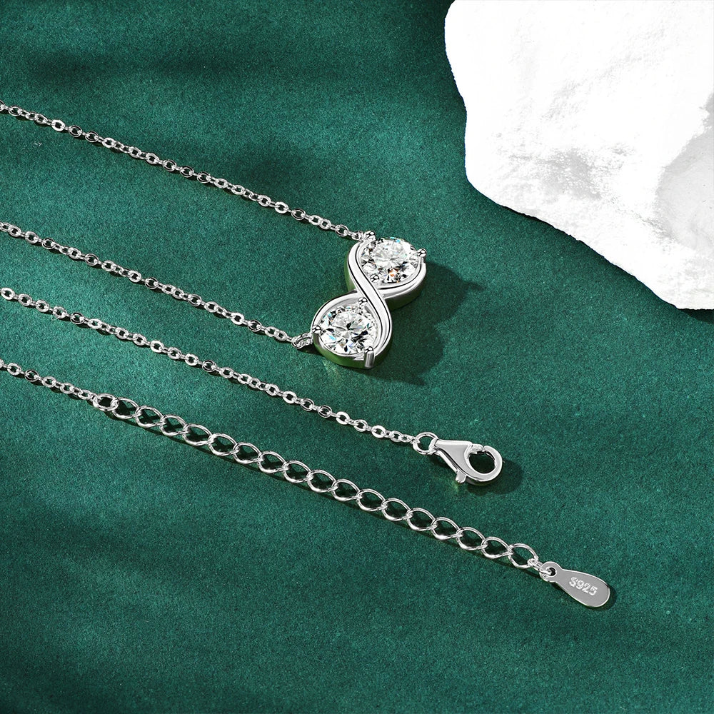 Moissanite Two Stone Necklace - Gold Plated