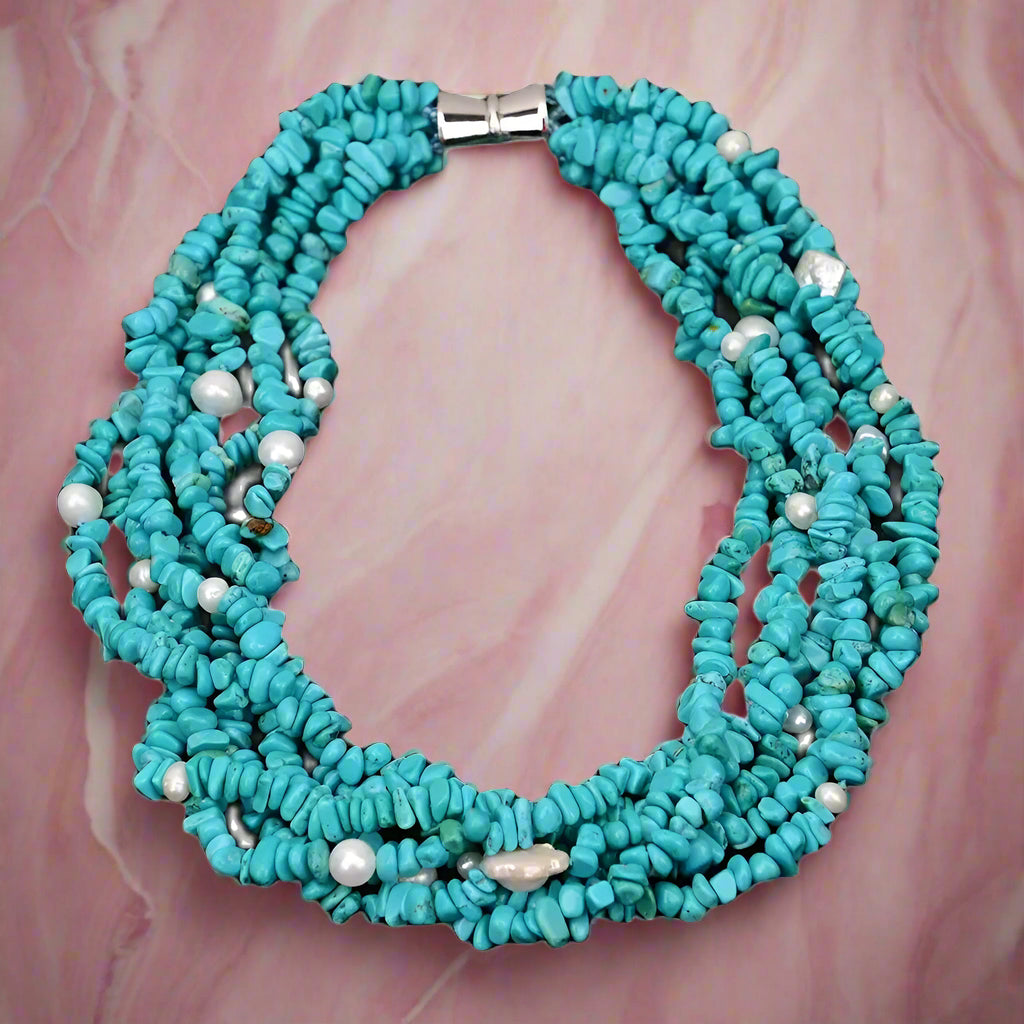 Natural Turquoise Stone Chips Necklace