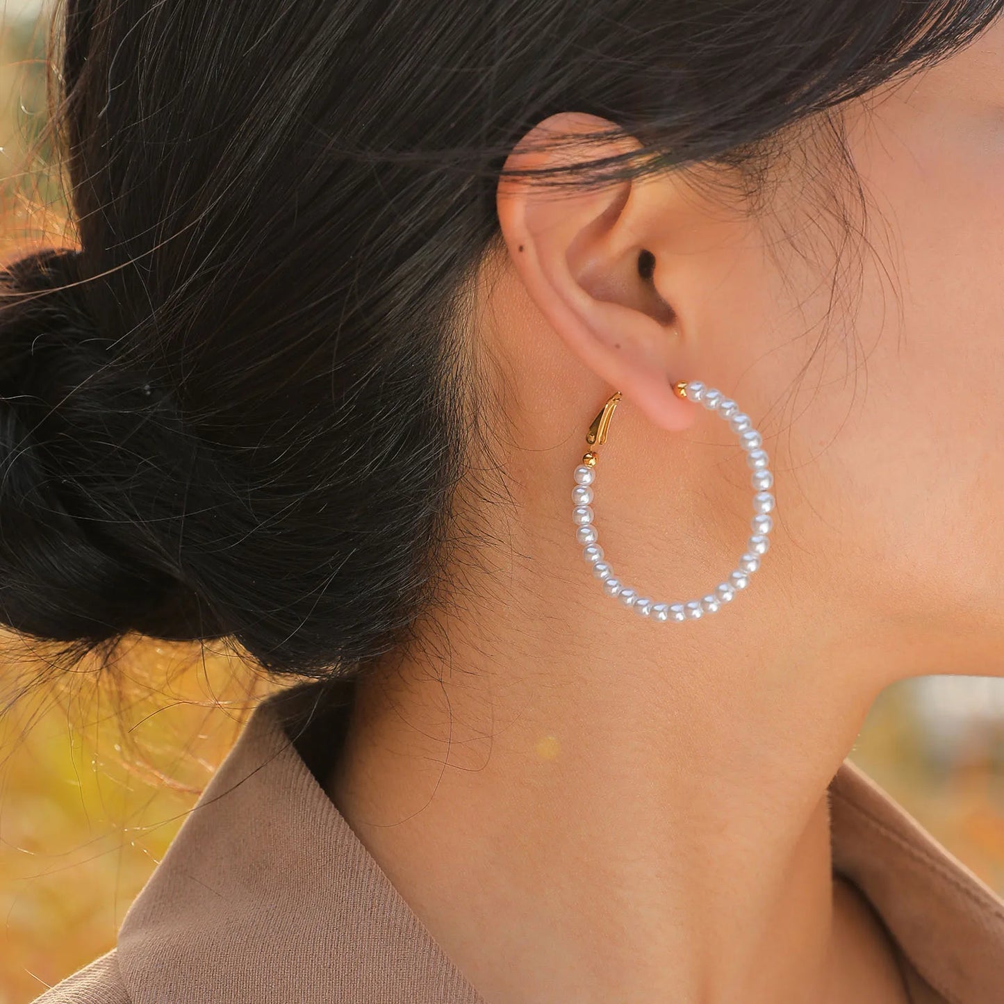 Pearls Hoop Earrings