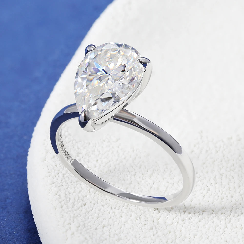 Pear Cut Moissanite Ring - Gold Plated