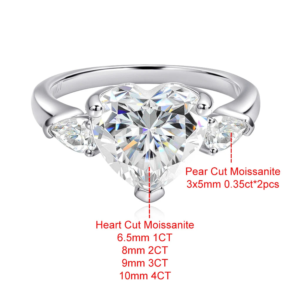Moissanite Heart Cut Ring - Gold Plated