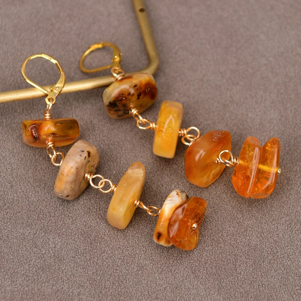 Natural Rare Amber Drop Earrings