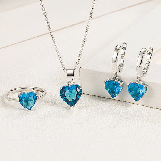 Silver Heart Jewelry Sets