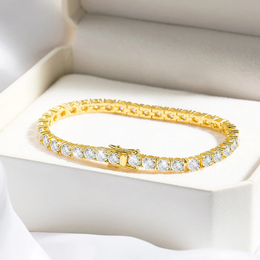 Moissanite Unisex Round Tennis Bracelet - Silver