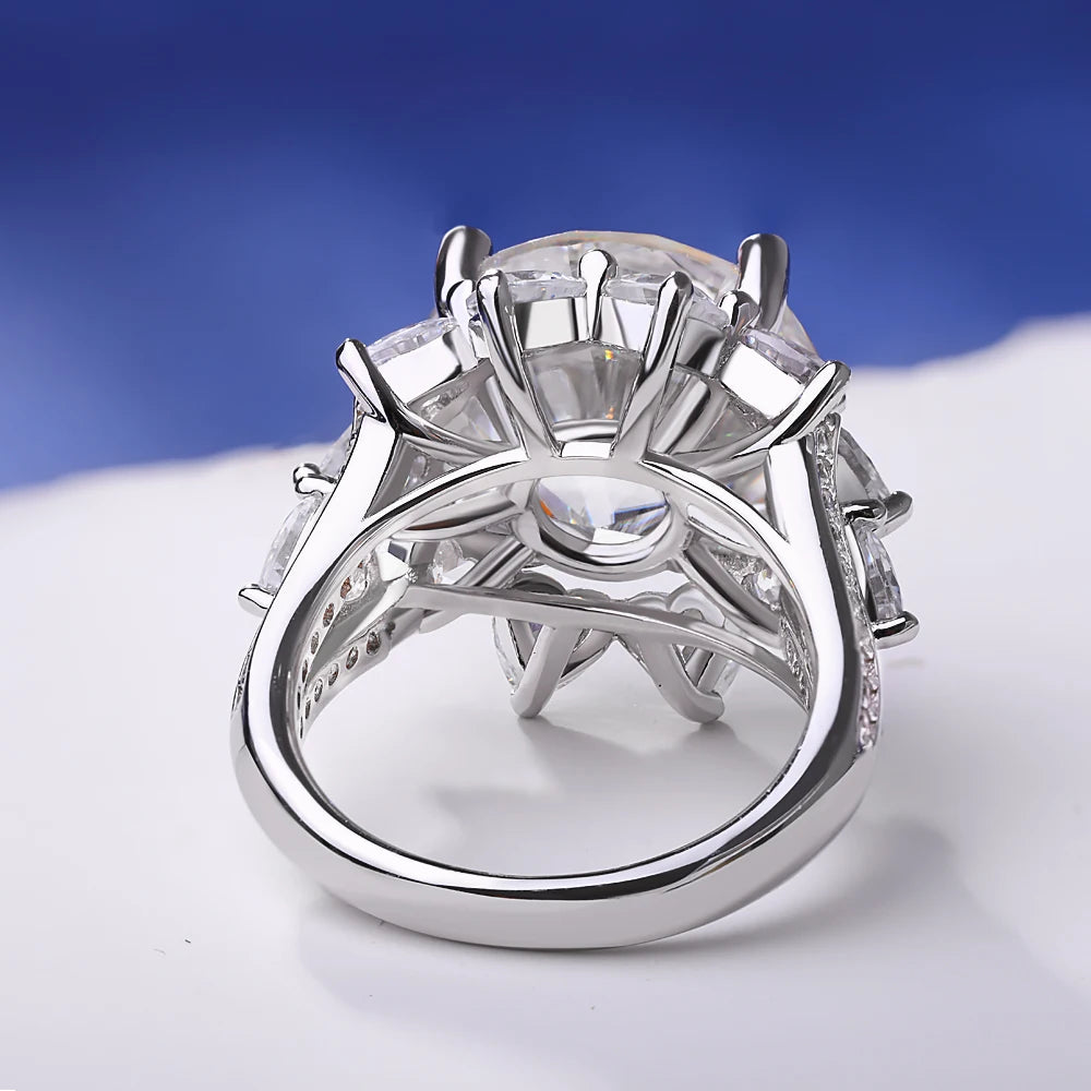 Moissanite Flower Ring - Gold Plated