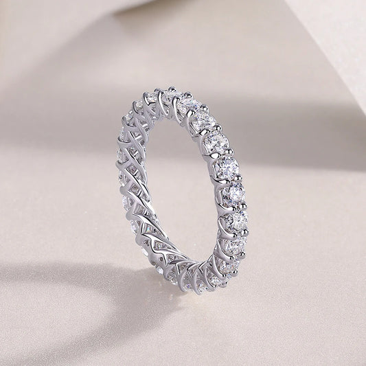 Moissanite Full Diamond Ring - Silver