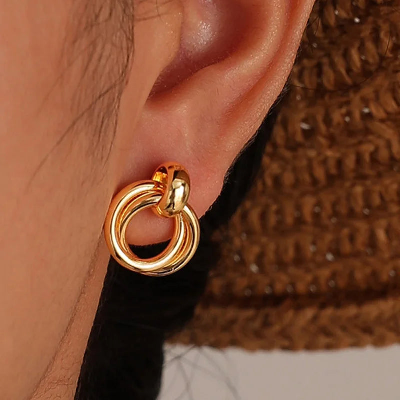 Double Circle Stud Earrings