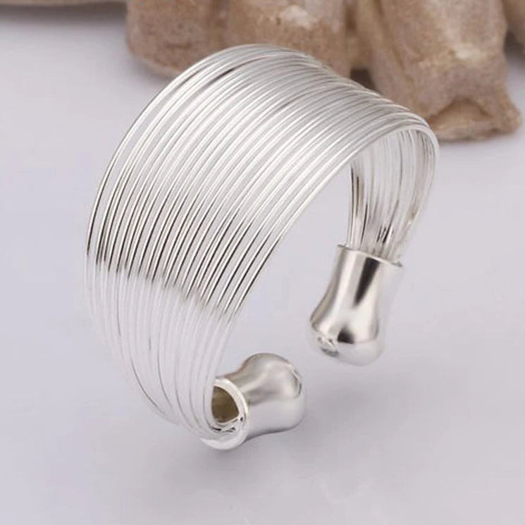 Ribbed Silver Jewelry Set - Silver