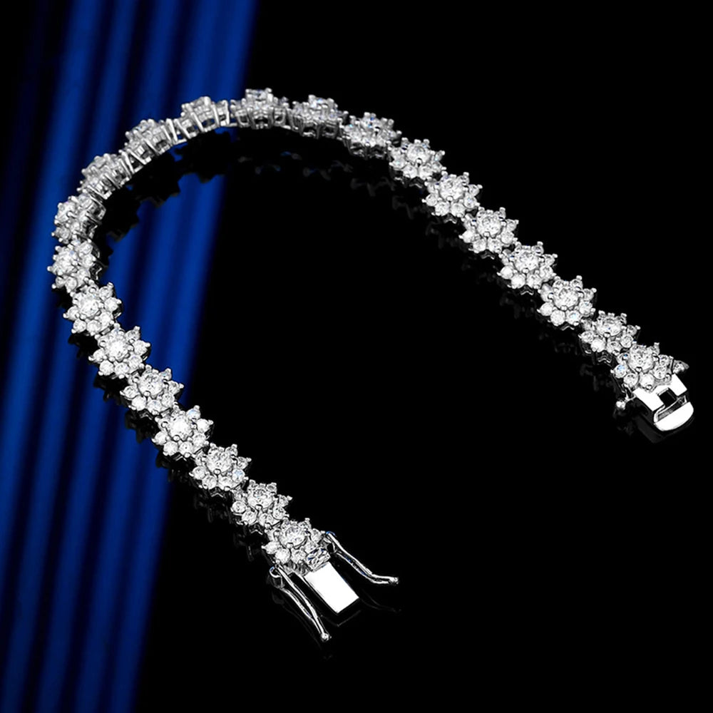 Moissanite Sunflower Tennis Bracelet - Silver