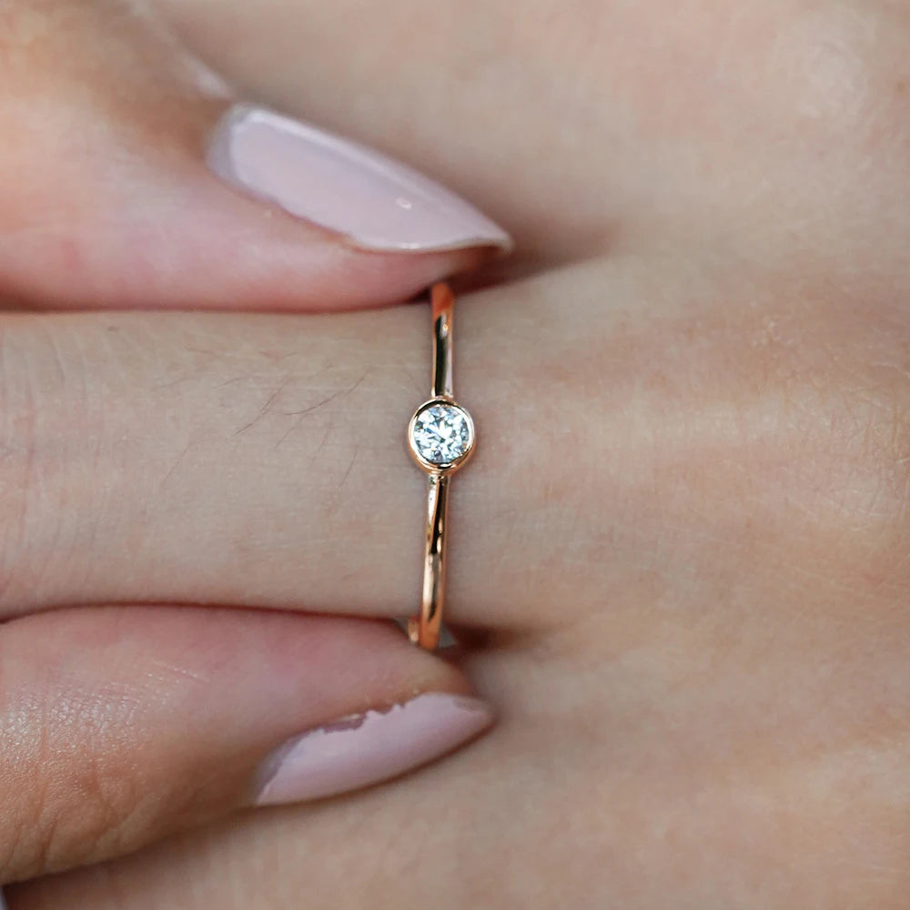 Moissanite Bubble Solitaire Ring - Gold Plated
