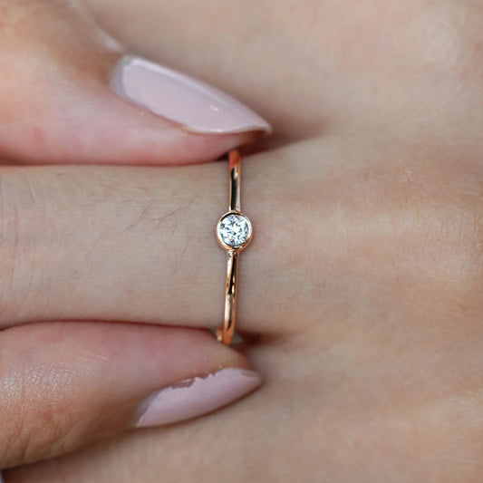 Moissanite Bubble Solitaire Ring - Gold Plated