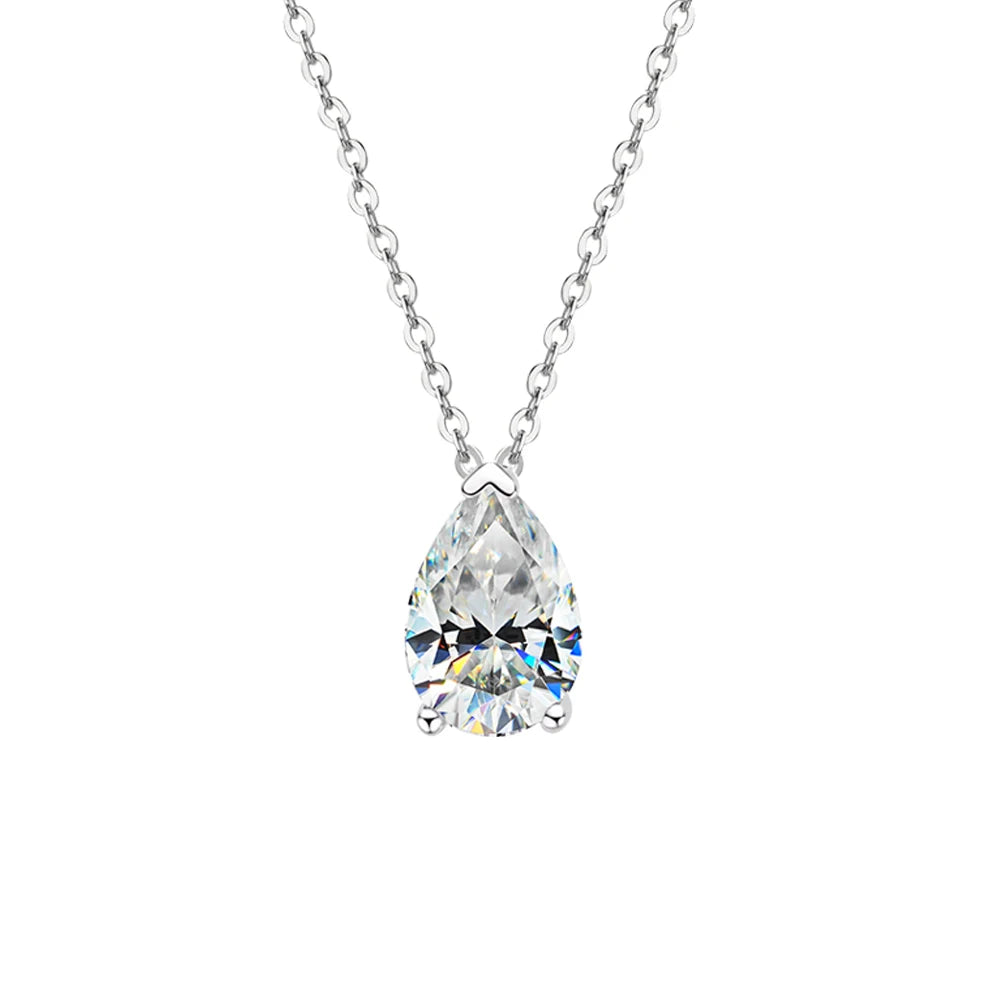 Pear Cut Moissanite Jewelry Sets - Silver