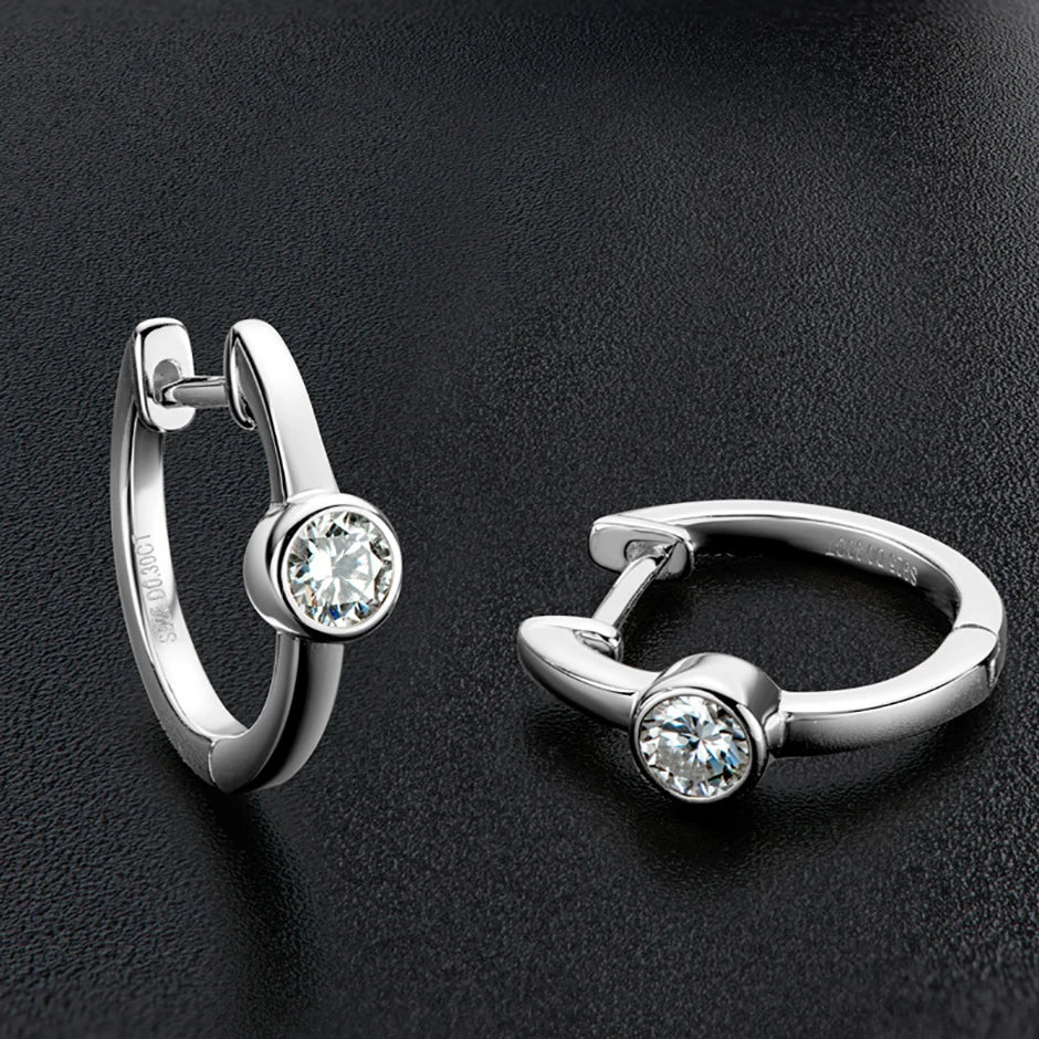 Moissanite Bubble Hoop Earrings - Gold Plated