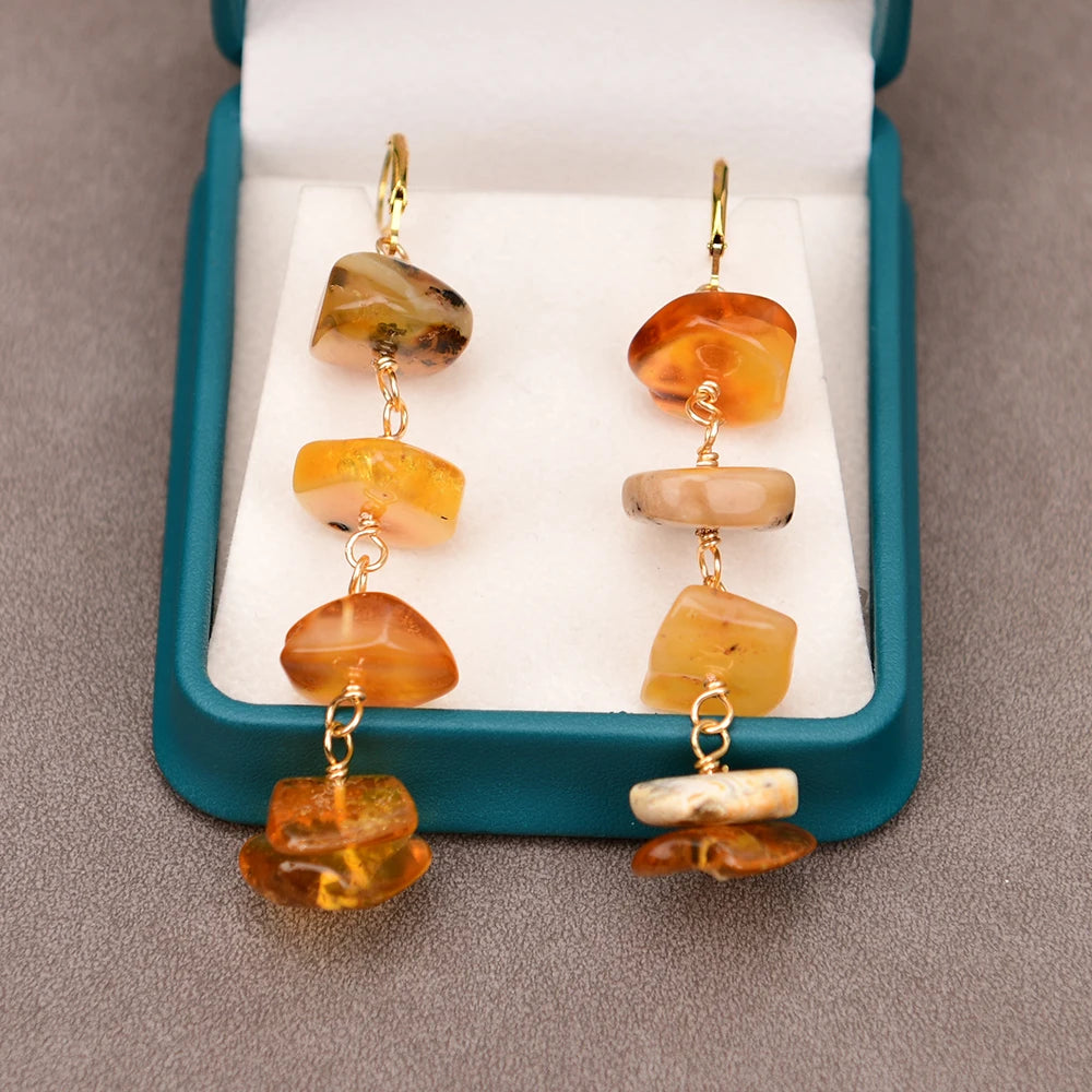 Natural Rare Amber Drop Earrings