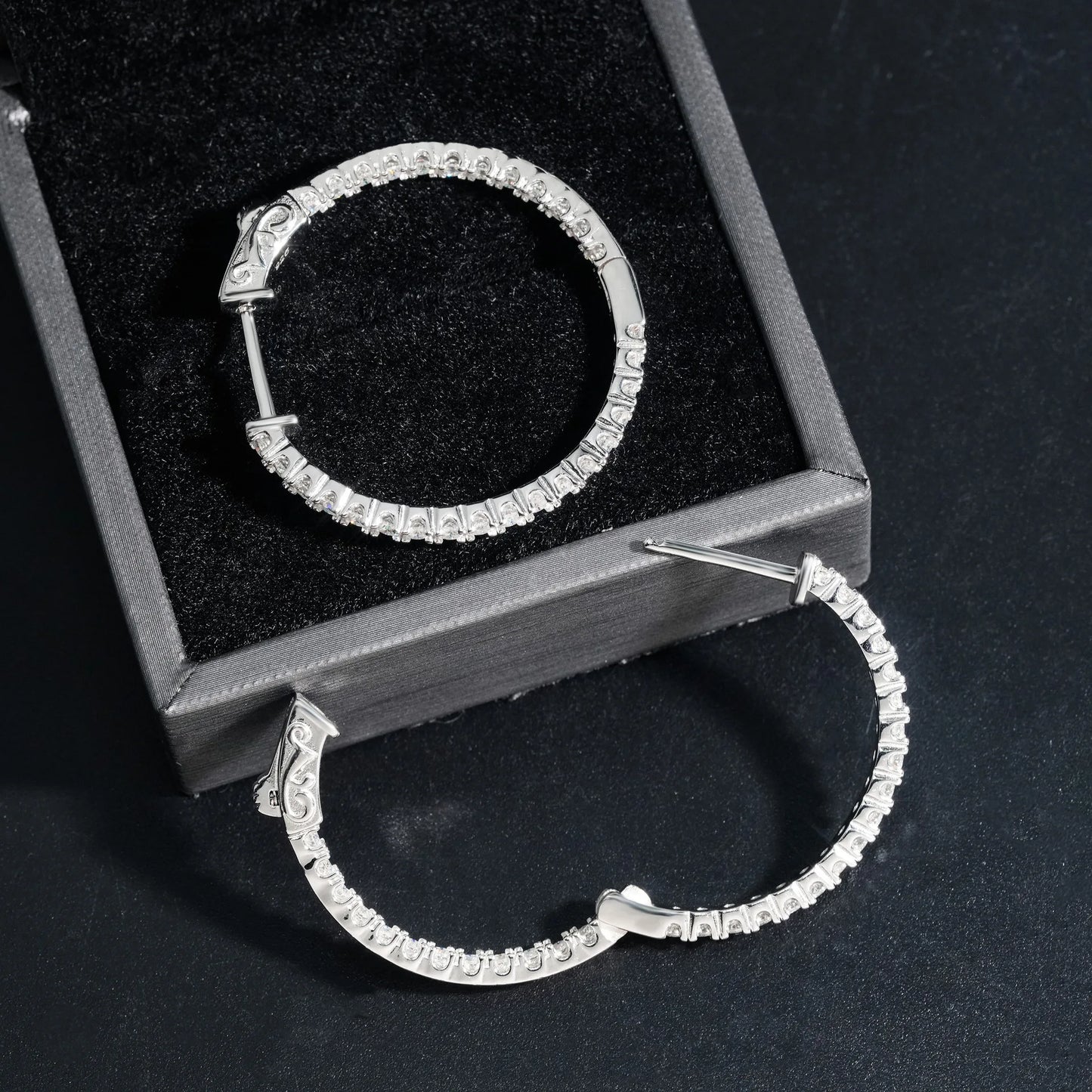 Moissanite Hoop Earrings - Silver