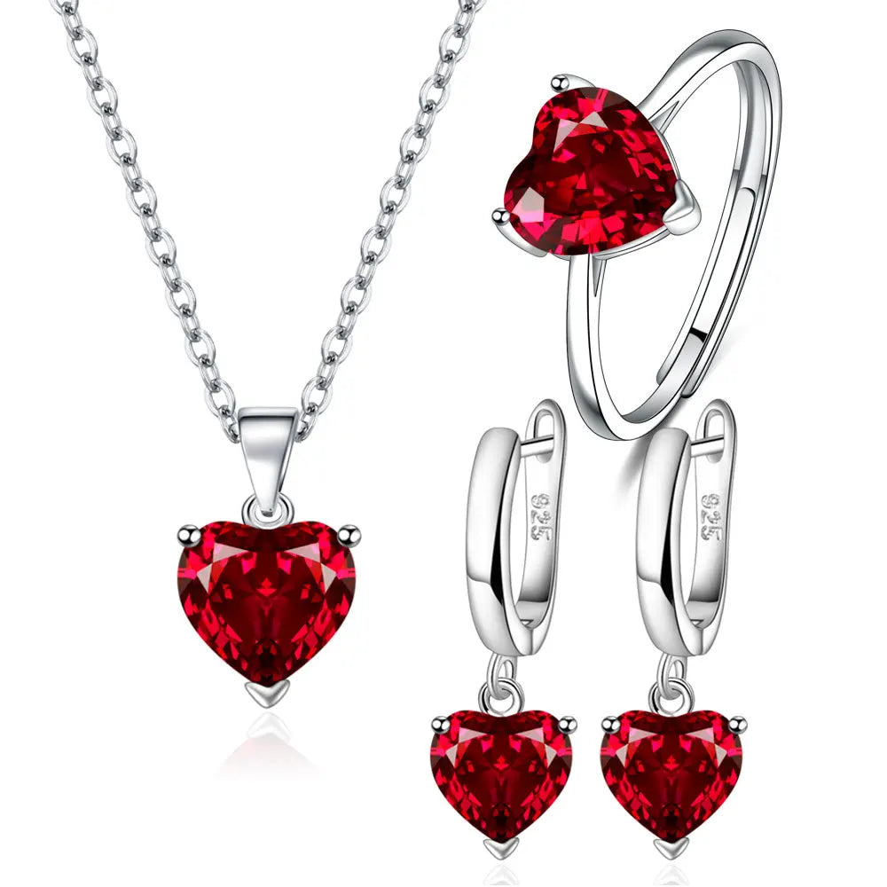 Silver Heart Jewelry Sets