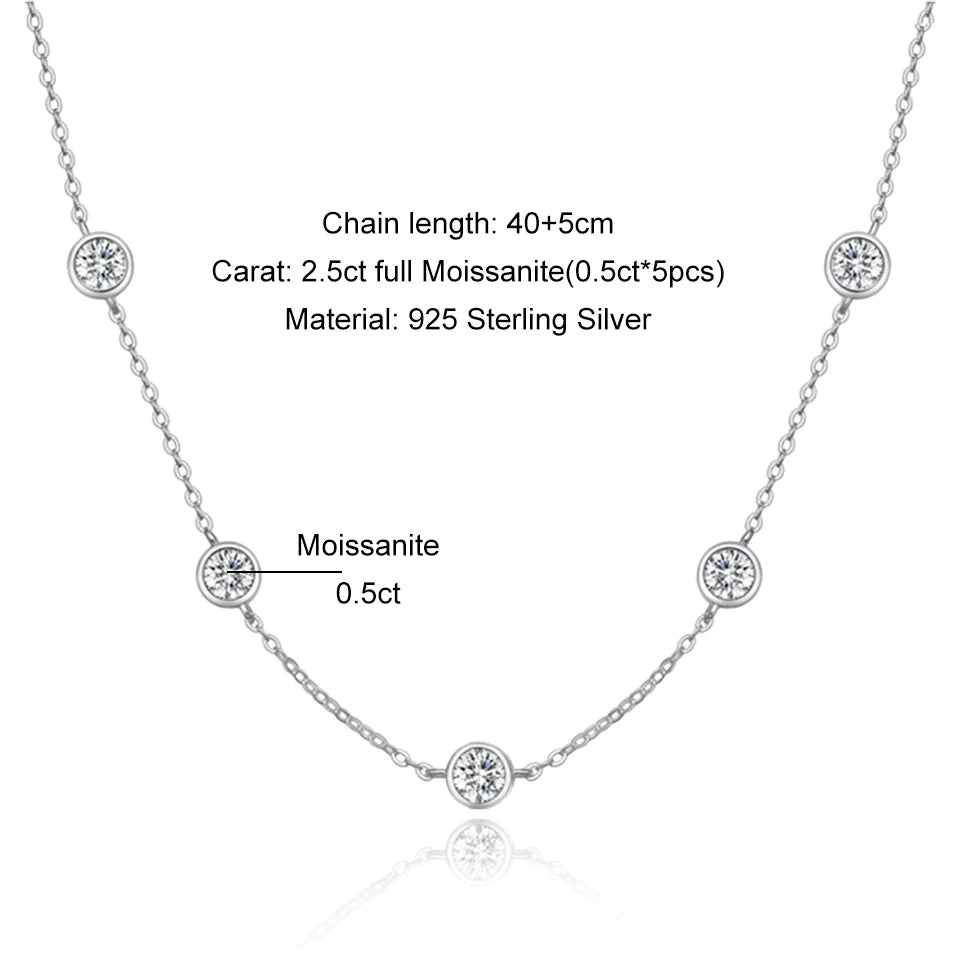 Moissanite 5 Bubbles Necklace - Silver
