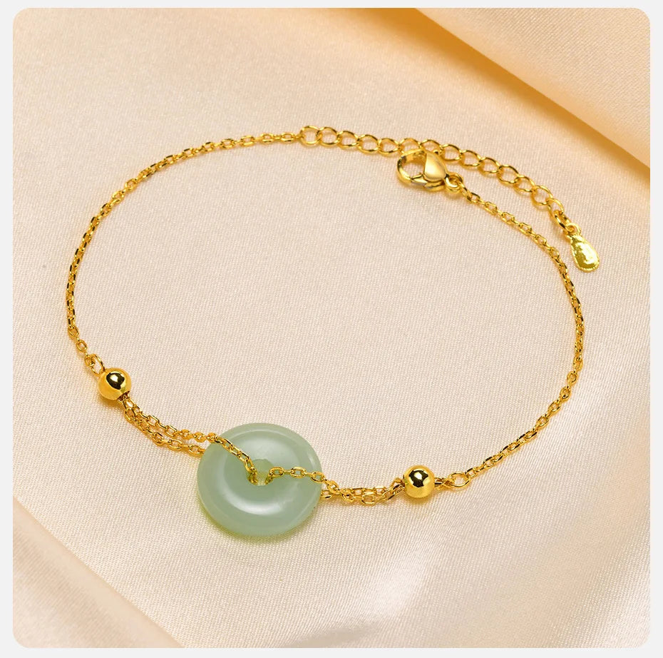 Jade Round Charm Bracelet