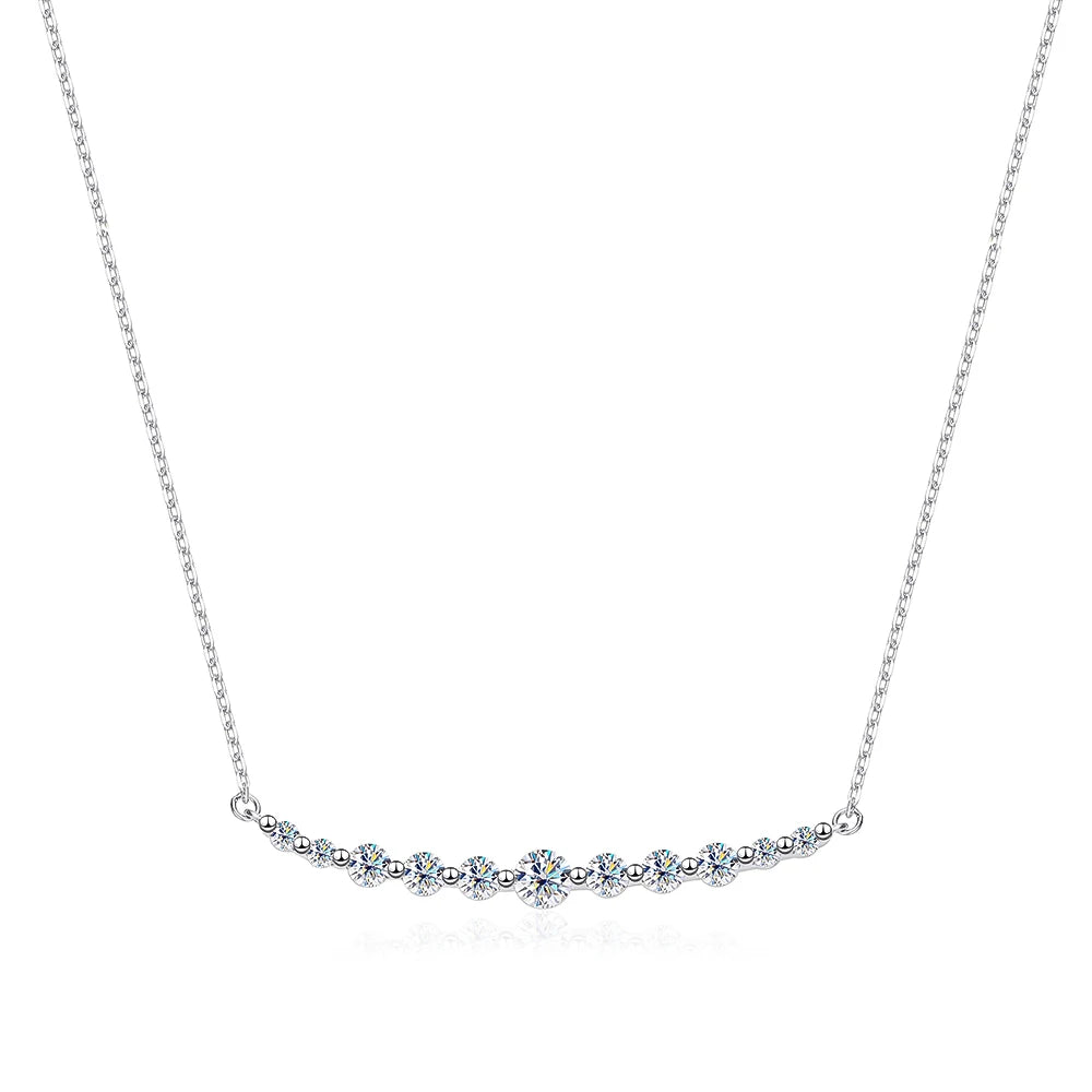 Moissanite Gradient 11 Stone Necklace - Silver