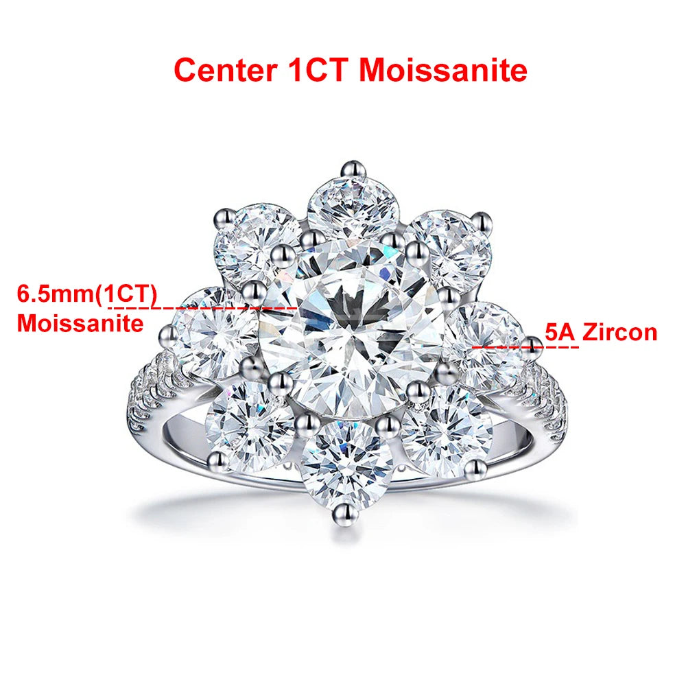 Moissanite Sunflower Ring - Gold Plated