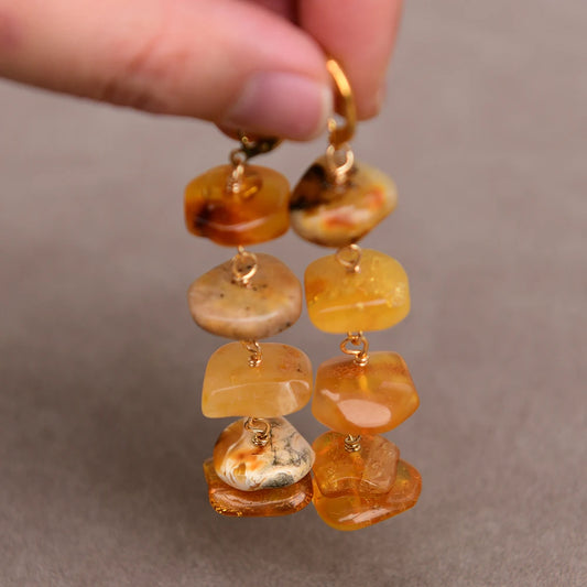 Natural Rare Amber Drop Earrings