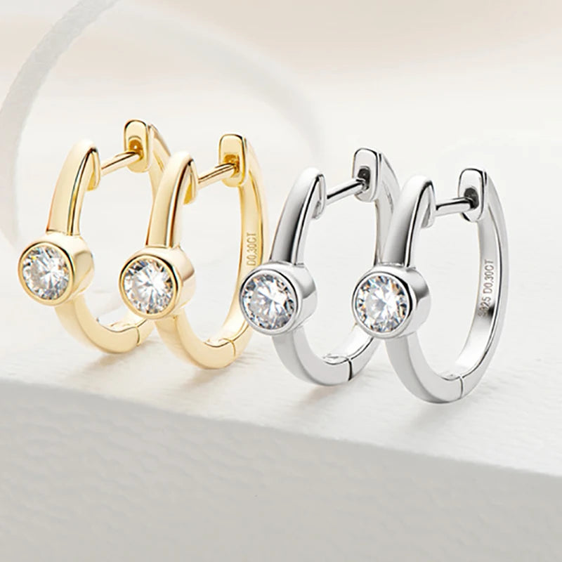 Moissanite Bubble Hoop Earrings - Gold Plated