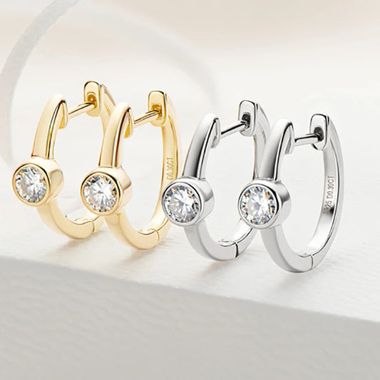Moissanite Bubble Hoop Earrings - Gold Plated