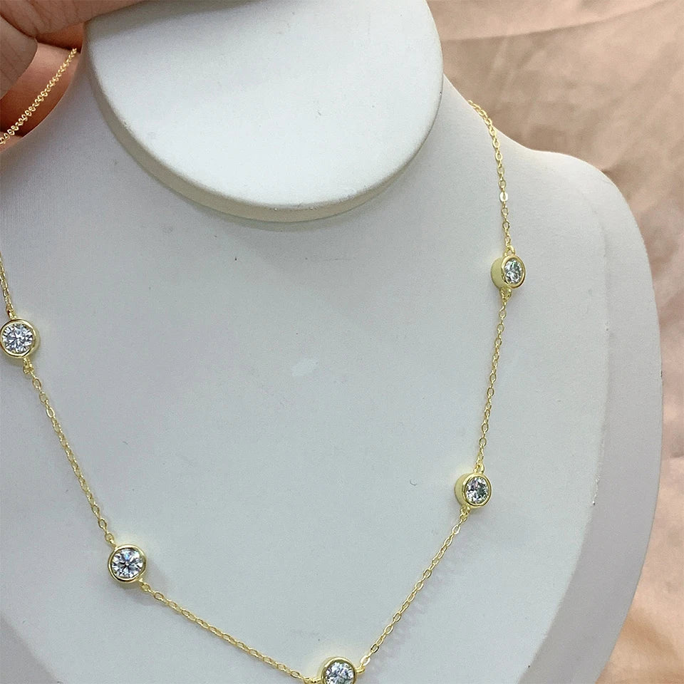 Moissanite 5 Bubbles Necklace - Silver