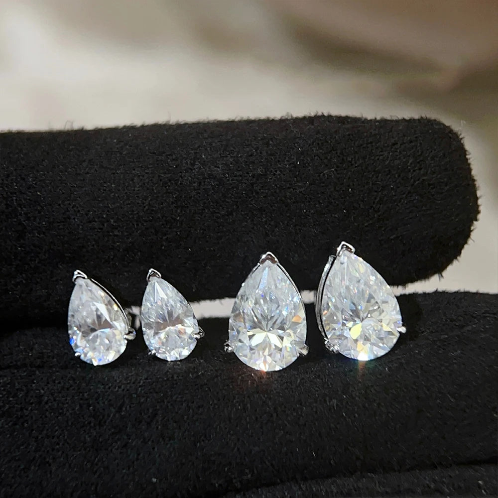 Pear Cut Moissanite Jewelry Sets - Silver