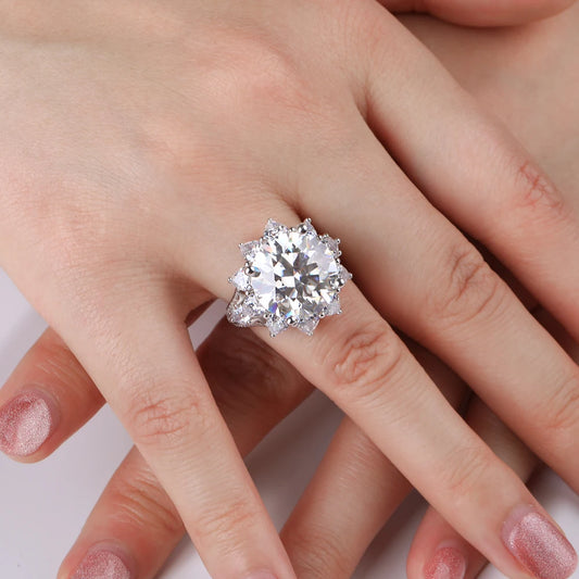 Moissanite Flower Ring - Gold Plated