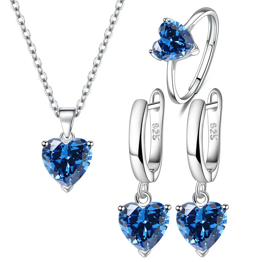 Silver Heart Jewelry Sets
