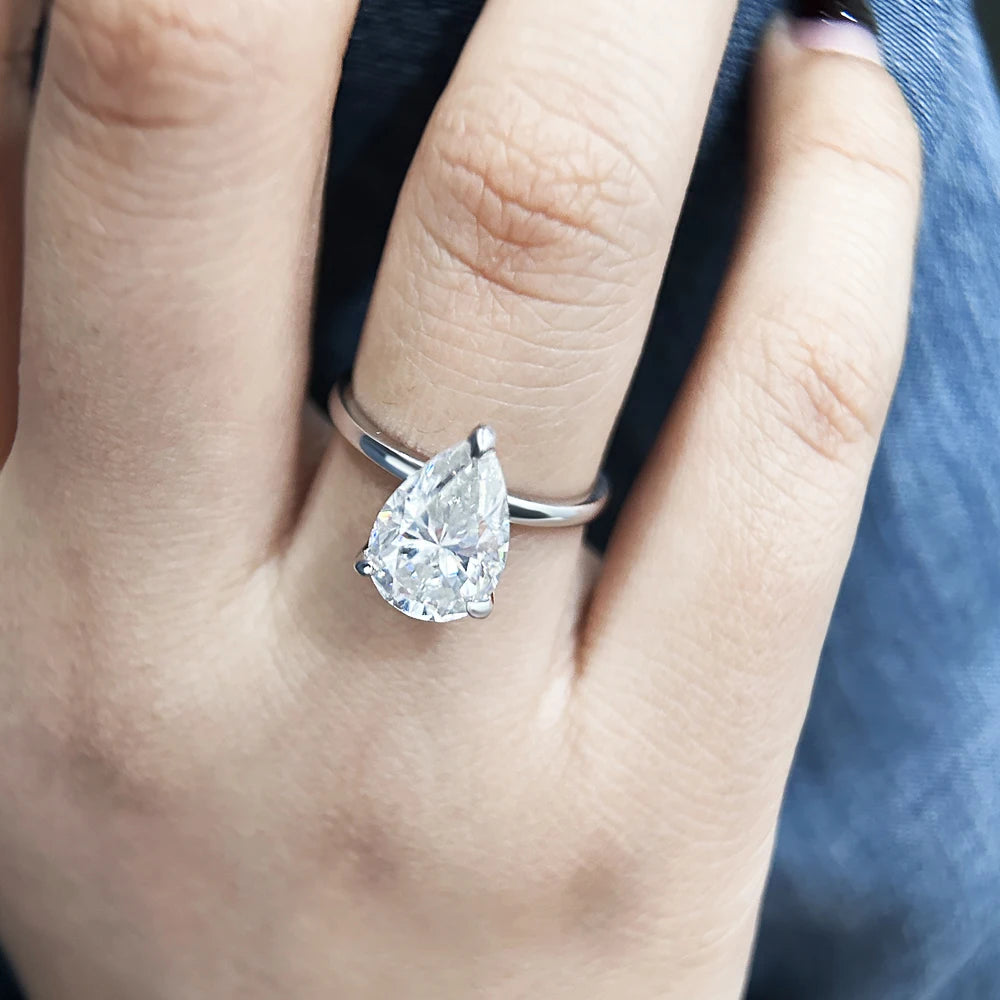 Pear Cut Moissanite Ring - Gold Plated