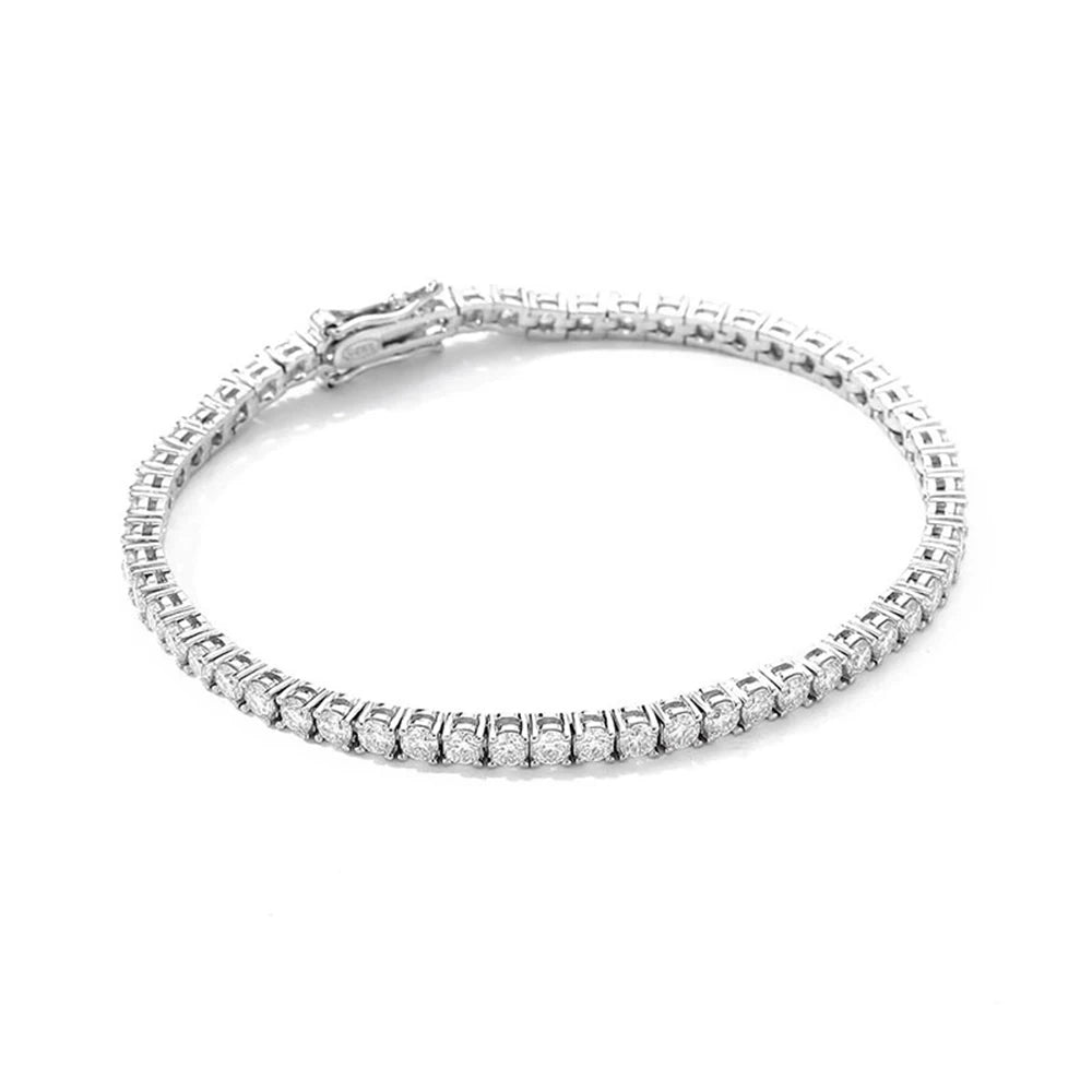 Moissanite Unisex Round Tennis Bracelet - Silver