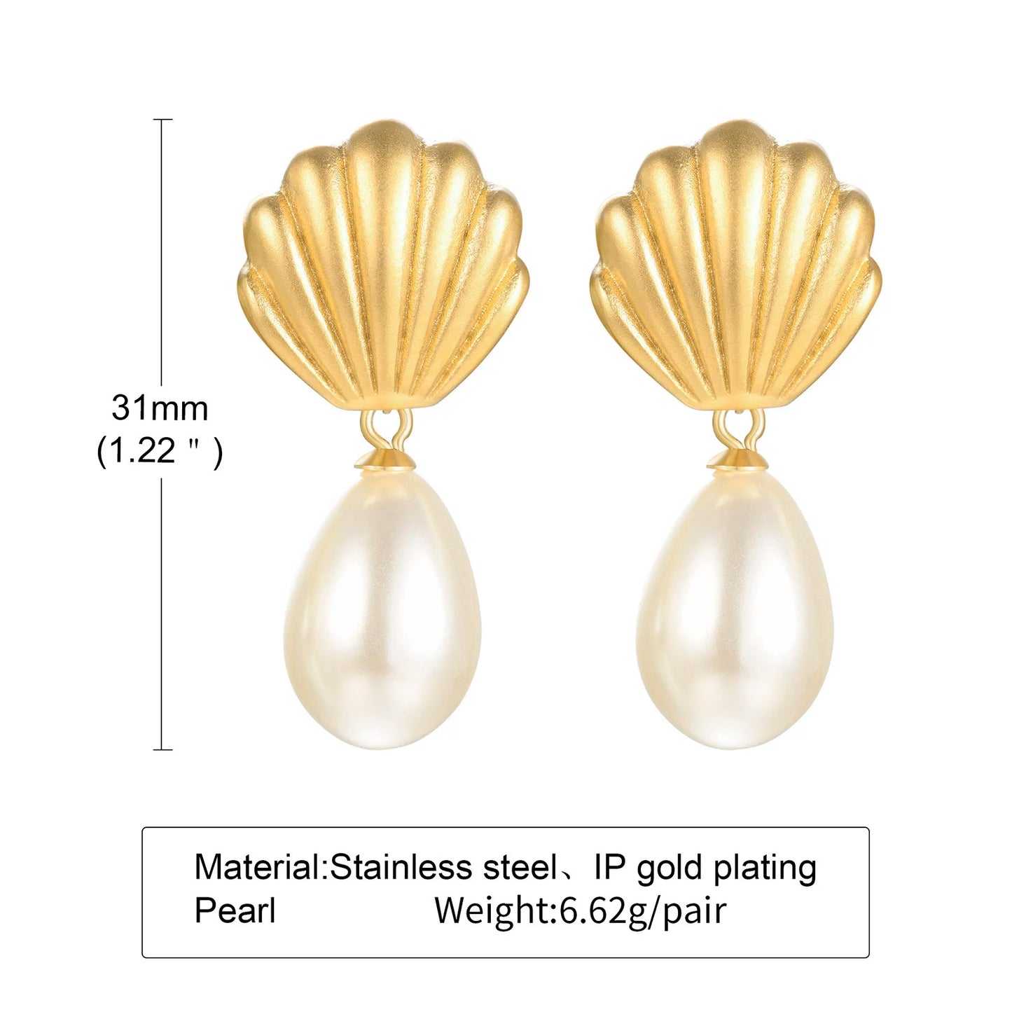 Shell Earrings with Waterdrop Pearl