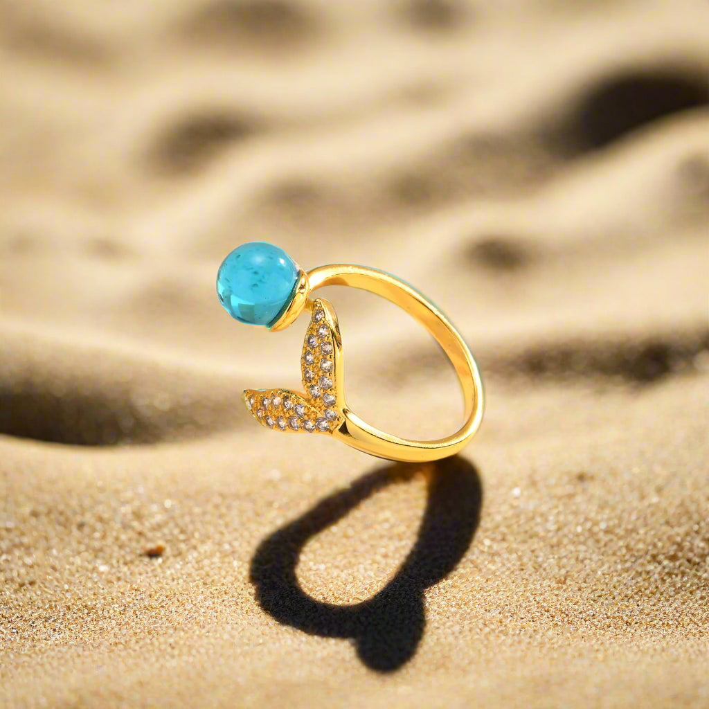 Mermaid Tail Ring with Blue Stone