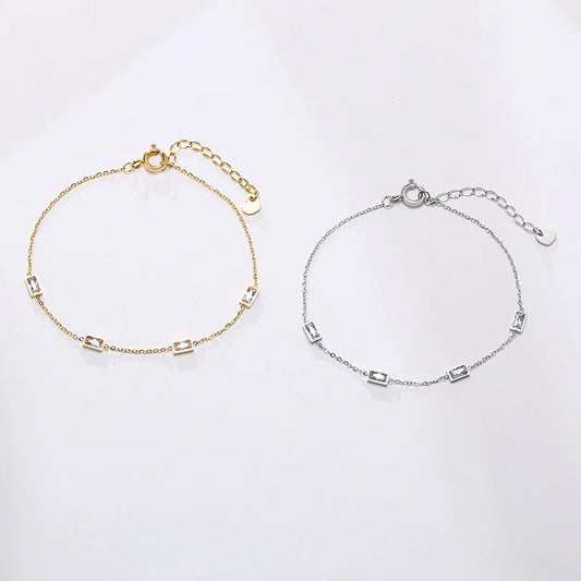 Thin Chain Bracelets with Zirconia Stone Charms