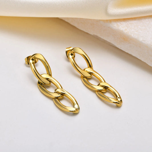 Elongated Curb Dangle Earrings