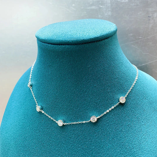 Moissanite 5 Bubbles Necklace - Silver