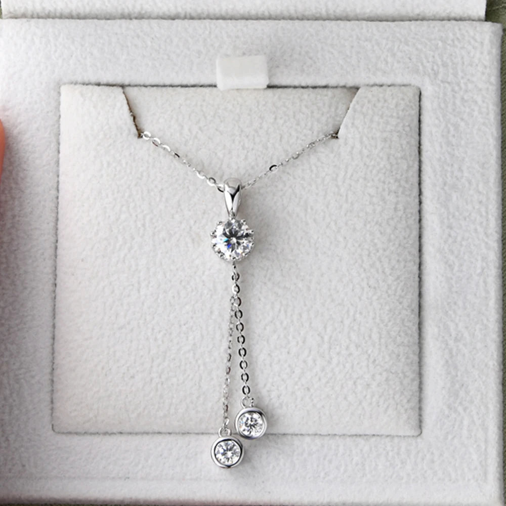 Moissanite Dangling Pendant Necklace - Gold Plated