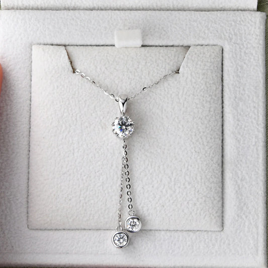 Moissanite Dangling Pendant Necklace - Gold Plated