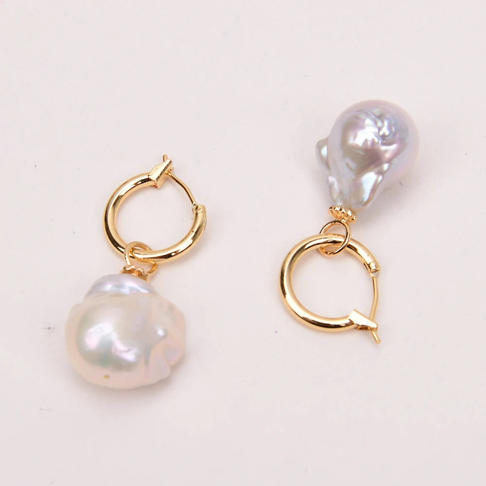 Cultured Freshwater White Baroque Pearl Earrings