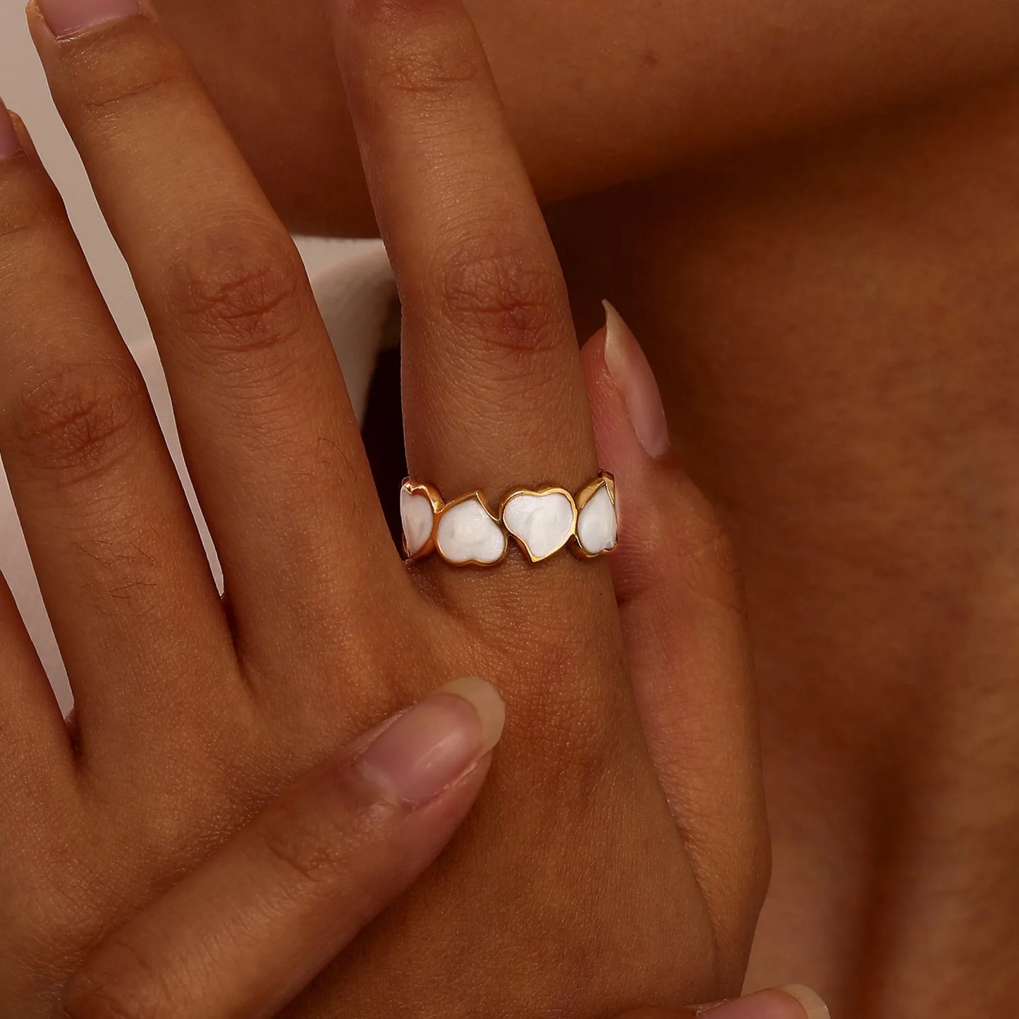 Enamel Hearts Ring