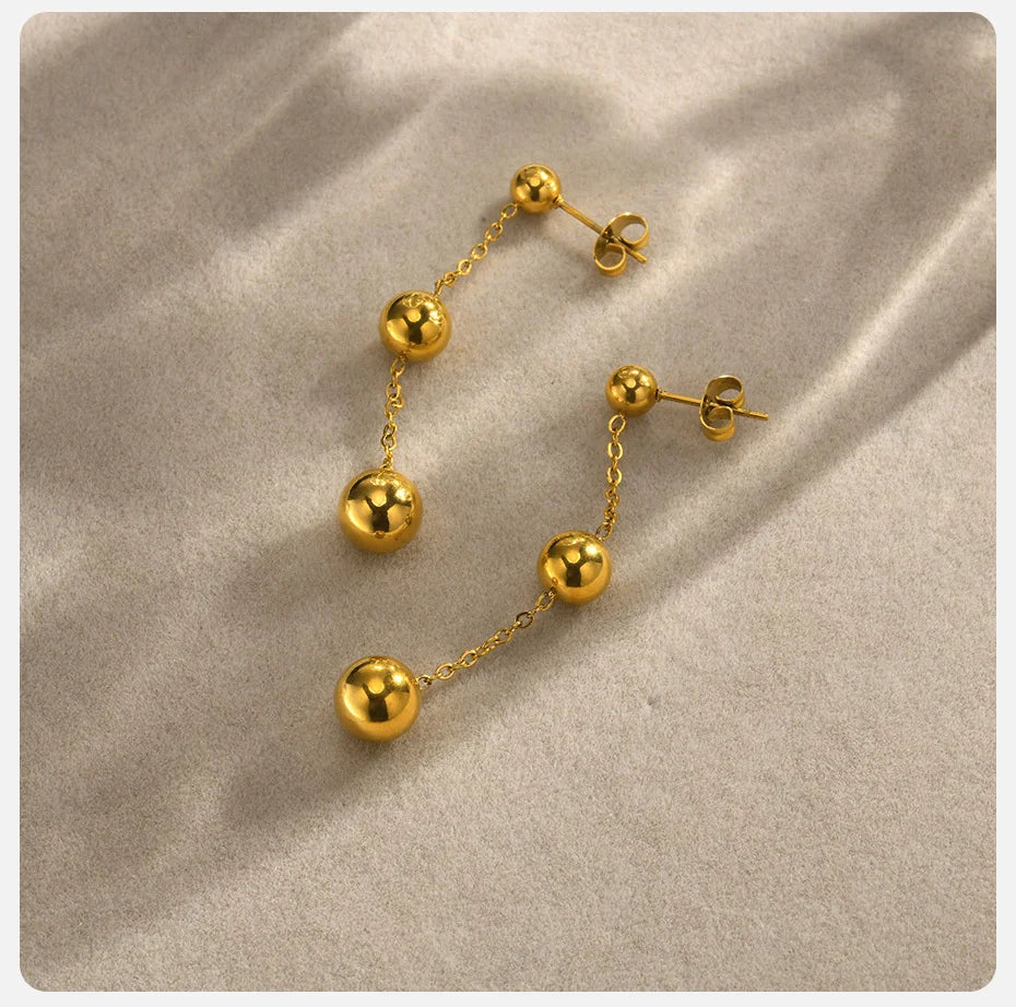 Long Dangling Beads Earrings