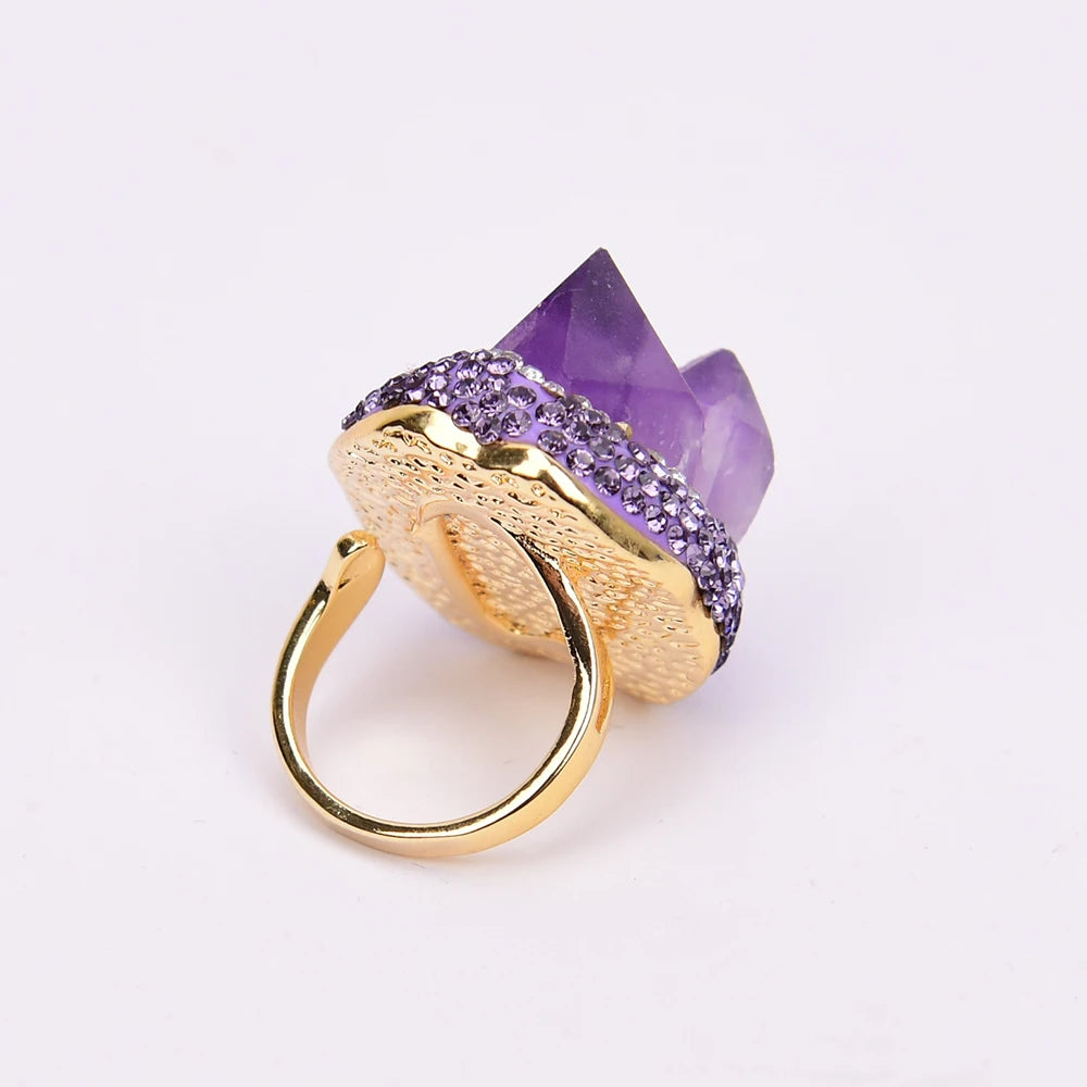 Natural Amethsyt in Druzy Stone Ring