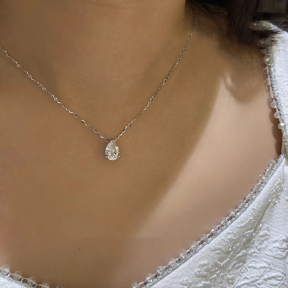 Pear Cut Moissanite Jewelry Sets - Silver