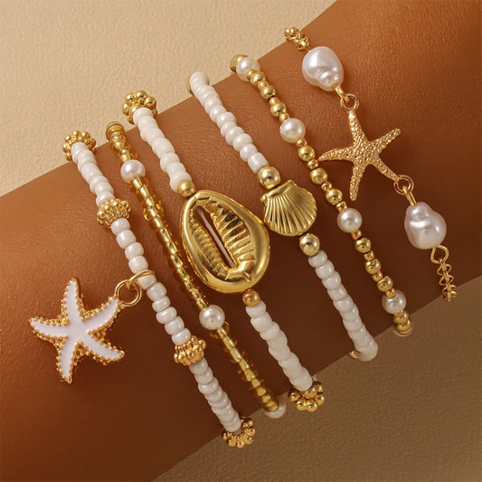 Beach Multilayer Stacked Bead Bracelets Set