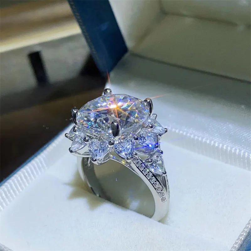 Moissanite Flower Ring - Gold Plated