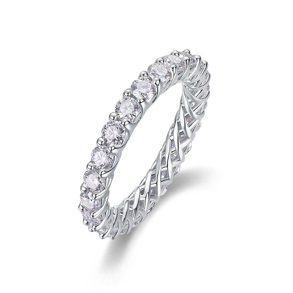 Moissanite Full Diamond Ring - Silver